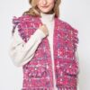 Plaid Tweed Vest with Frayed Raw Edges