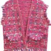 Plaid Tweed Vest with Frayed Raw Edges