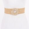 Textured Elastic Faux Straw Belt with Metal Buckle