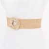 Textured Elastic Faux Straw Belt with Metal Buckle