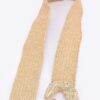 Textured Elastic Faux Straw Belt with Metal Buckle