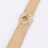Textured Elastic Faux Straw Belt with Metal Buckle
