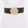 Textured Elastic Faux Straw Belt with Metal Buckle