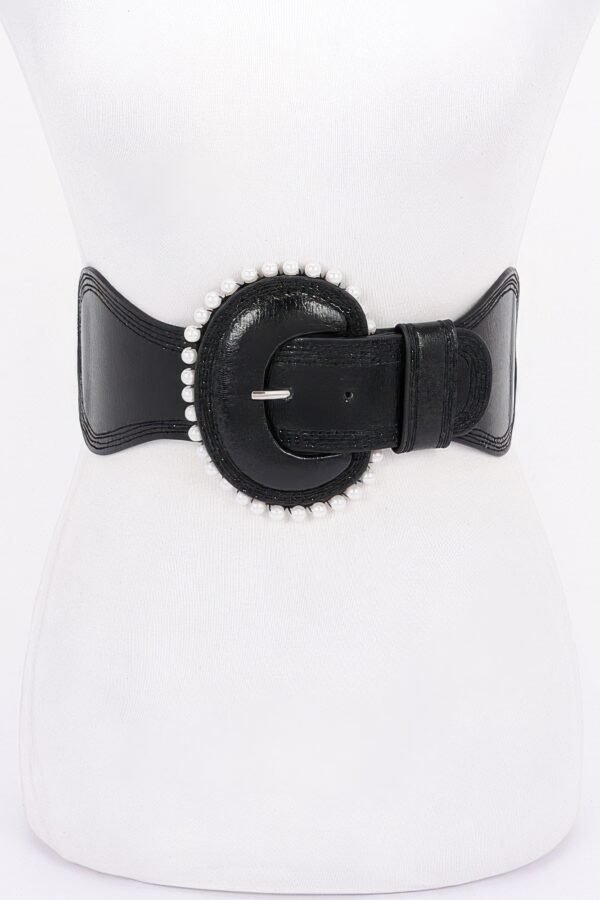 Pearl-Accent Metallic PU Wide Elastic Belt