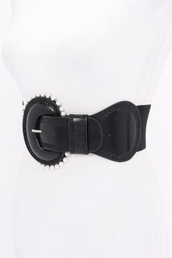 Pearl-Accent Metallic PU Wide Elastic Belt