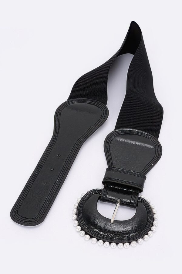 Pearl-Accent Metallic PU Wide Elastic Belt