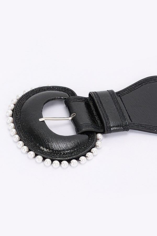 Pearl-Accent Metallic PU Wide Elastic Belt