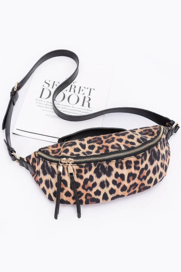 Faux Leather Leopard Crossbody Bag – Mixed Metal Accents