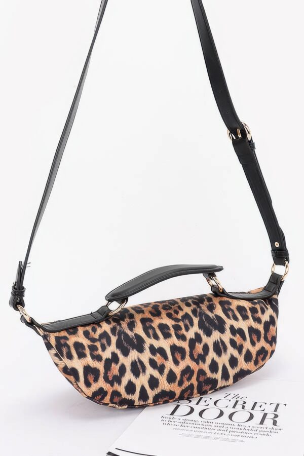 Faux Leather Leopard Crossbody Bag – Mixed Metal Accents