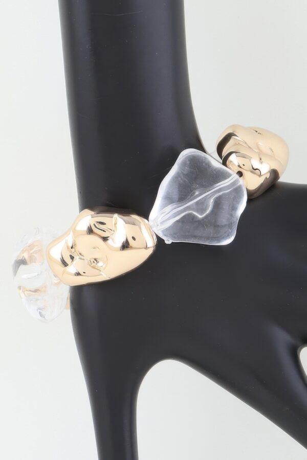 Abstract Stone Beaded Bracelet with Clear Accents