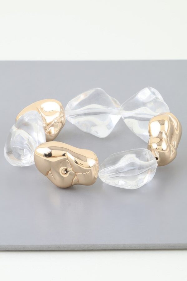 Abstract Stone Beaded Bracelet with Clear Accents