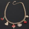 Sweet Red Charm Necklace – Gold Chain, 16″
