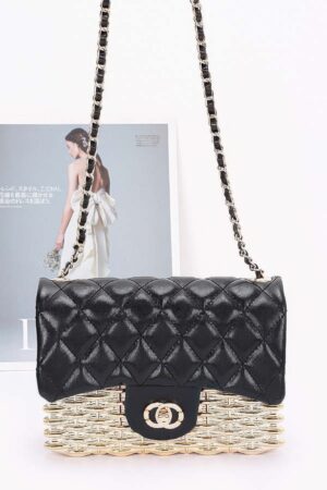 Metallic Acrylic Flap Bag with Mixed Metal Accents