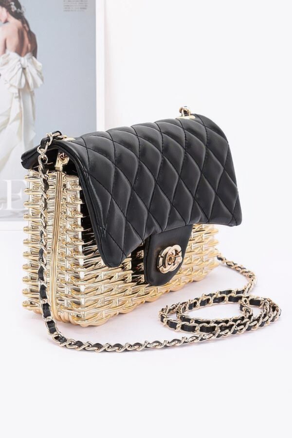 Metallic Acrylic Flap Bag with Mixed Metal Accents