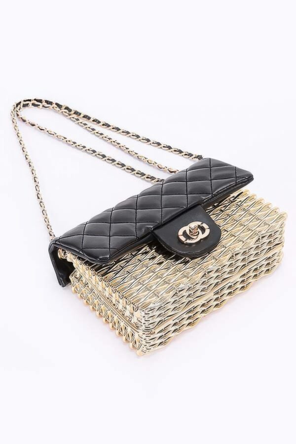 Metallic Acrylic Flap Bag with Mixed Metal Accents