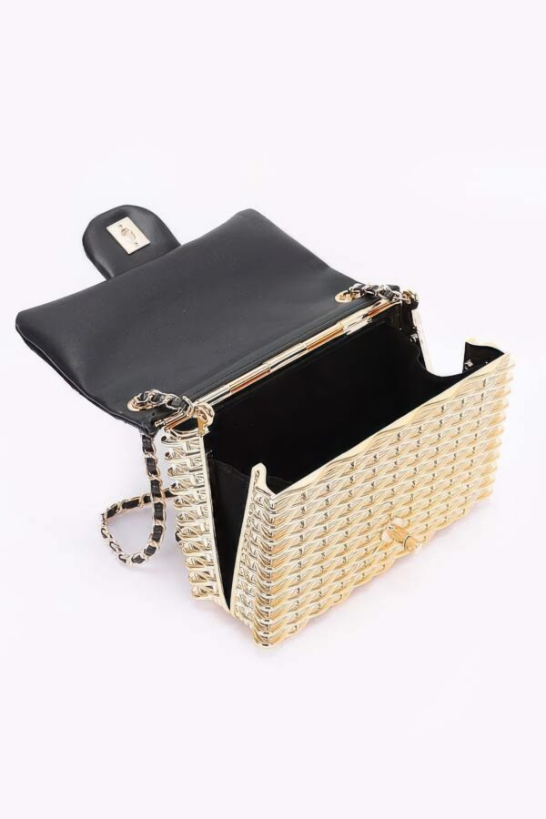 Metallic Acrylic Flap Bag with Mixed Metal Accents