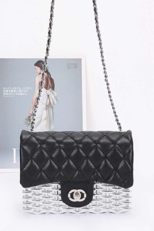 Metallic Acrylic Flap Bag with Mixed Metal Accents