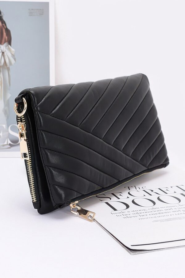 Quilted Faux Leather Half-Fold Clutch – Black, Nude, White