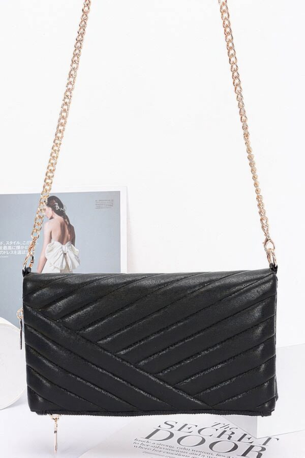 Quilted Faux Leather Half-Fold Clutch – Black, Nude, White