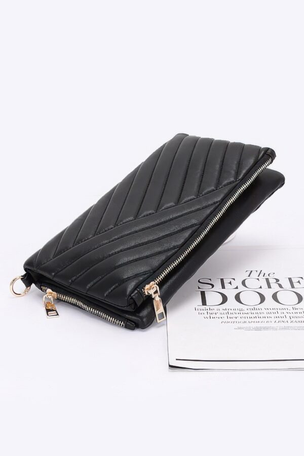 Quilted Faux Leather Half-Fold Clutch – Black, Nude, White