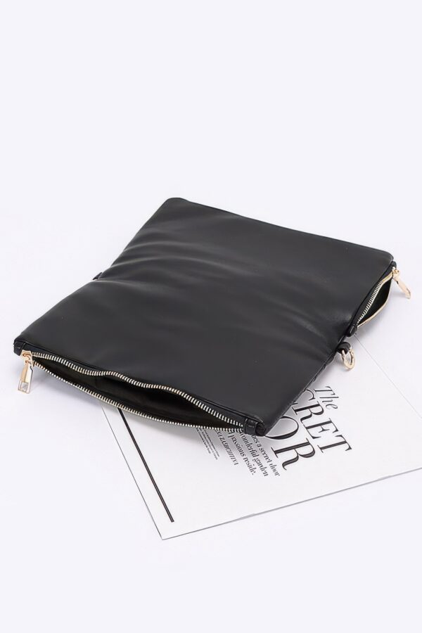 Quilted Faux Leather Half-Fold Clutch – Black, Nude, White