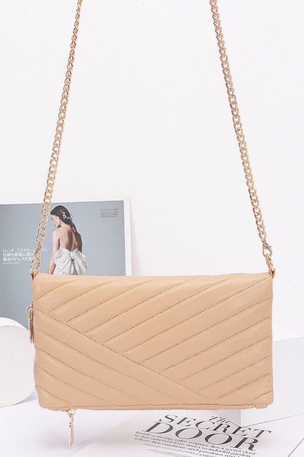 Quilted Faux Leather Half-Fold Clutch – Black, Nude, White