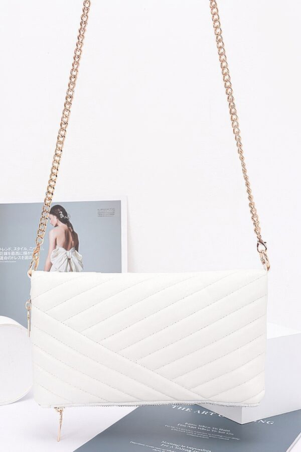 Quilted Faux Leather Half-Fold Clutch – Black, Nude, White