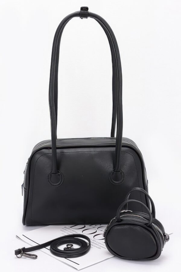 Faux Leather Sport Bag with Mixed Metal Accents