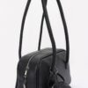 Faux Leather Sport Bag with Mixed Metal Accents