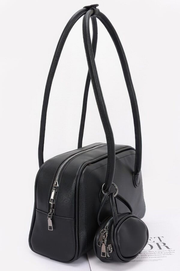 Faux Leather Sport Bag with Mixed Metal Accents