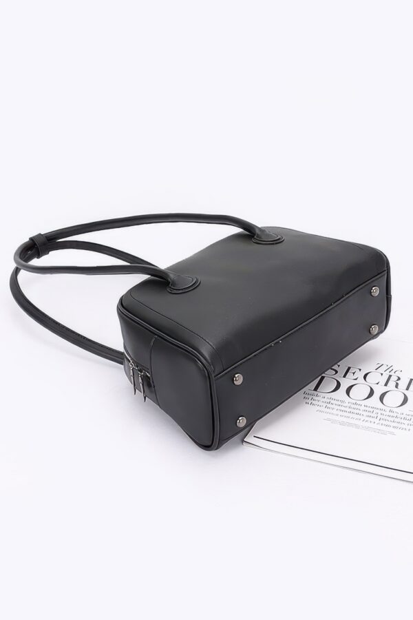 Faux Leather Sport Bag with Mixed Metal Accents