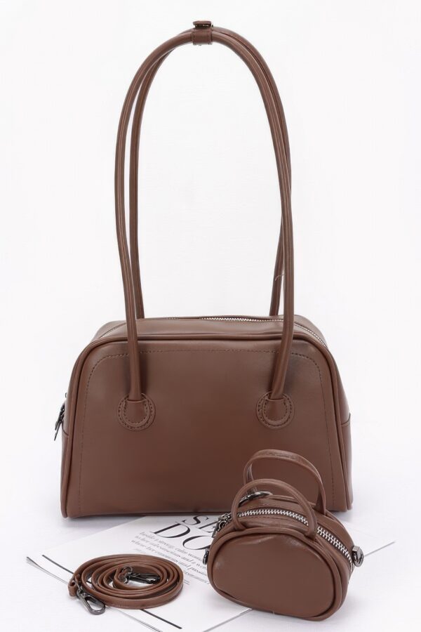 Faux Leather Sport Bag with Mixed Metal Accents
