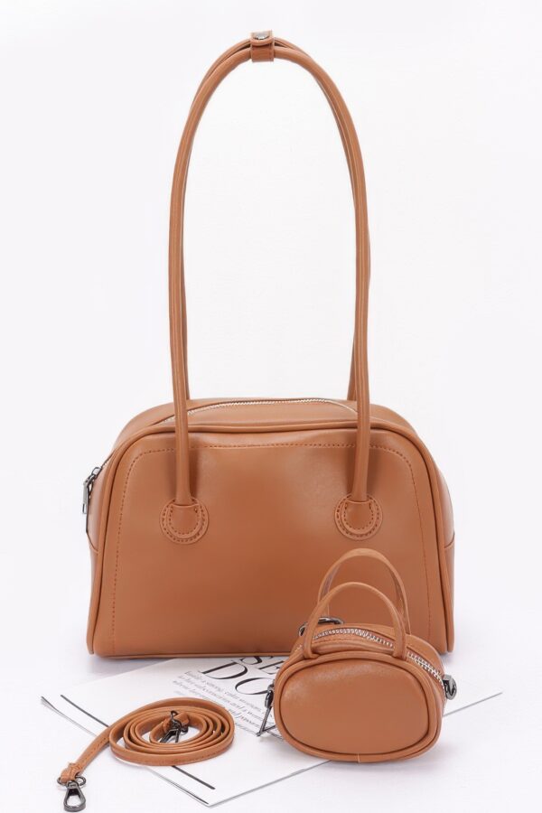 Faux Leather Sport Bag with Mixed Metal Accents
