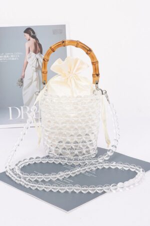 Clear PVC Tote with Bamboo Handle & Bead Detail