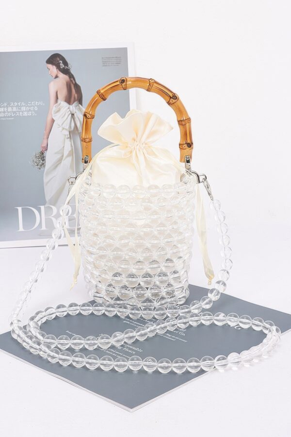 Clear PVC Tote with Bamboo Handle & Bead Detail