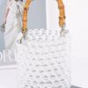 Clear PVC Tote with Bamboo Handle & Bead Detail