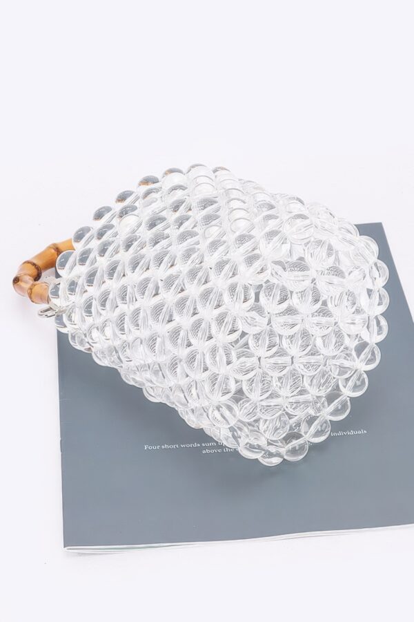 Clear PVC Tote with Bamboo Handle & Bead Detail