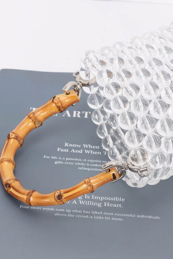 Clear PVC Tote with Bamboo Handle & Bead Detail