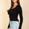 Square Neck Long Sleeve Top – Fitted Stretch