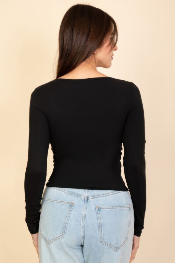 Square Neck Long Sleeve Top – Fitted Stretch