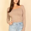 Square Neck Long Sleeve Top – Fitted Stretch