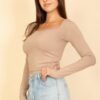 Square Neck Long Sleeve Top – Fitted Stretch
