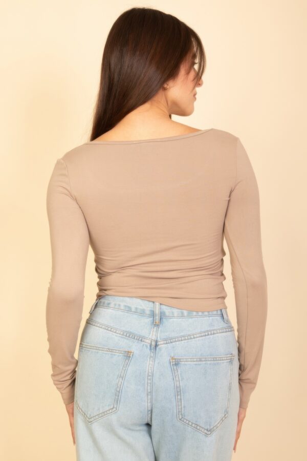 Square Neck Long Sleeve Top – Fitted Stretch