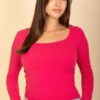 Square Neck Long Sleeve Top – Fitted Stretch