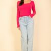 Square Neck Long Sleeve Top – Fitted Stretch