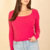 Square Neck Long Sleeve Top – Fitted Stretch