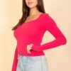 Square Neck Long Sleeve Top – Fitted Stretch