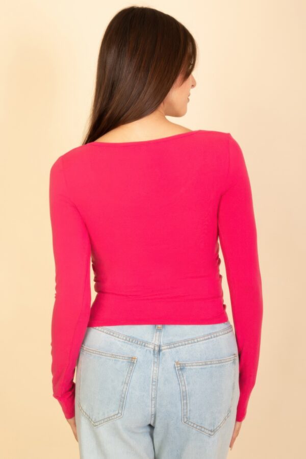 Square Neck Long Sleeve Top – Fitted Stretch