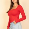 Square Neck Long Sleeve Top – Fitted Stretch