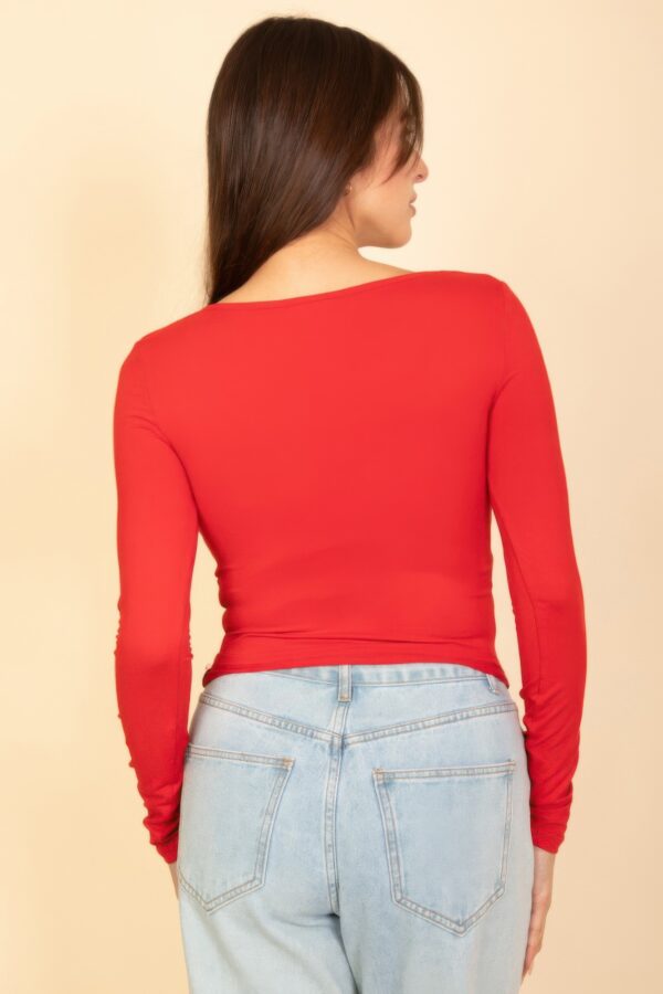 Square Neck Long Sleeve Top – Fitted Stretch